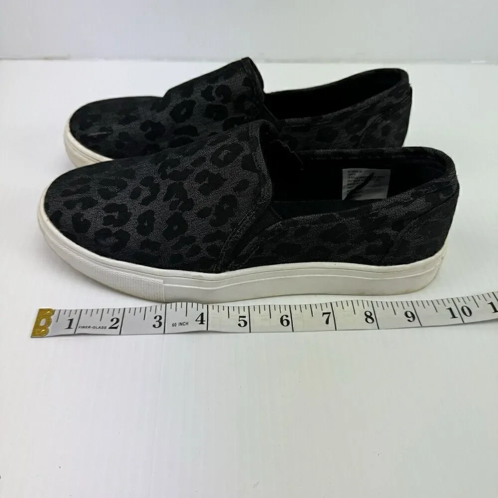 Black Leopard Slip On Sneakers Women’s 7 Casual Canvas Shoes Magellan